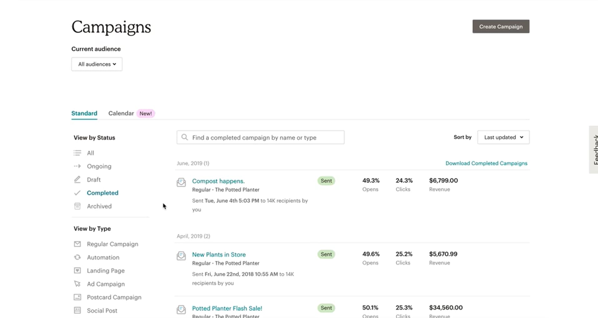 ecommerce marketing automation platforms - MailChimp Campaigns.